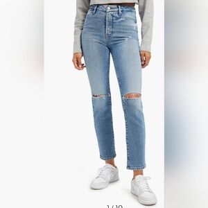 Good American Good Classic Distressed High-Rise Slim Jeans